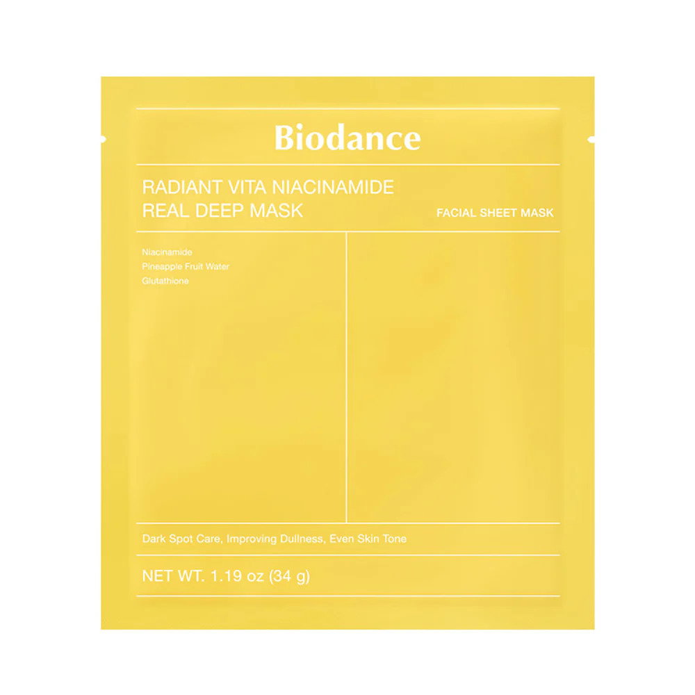 Biodance, Radiant Vita, Niacinamide, Anti-Dark Spots, Sheet Mask, For Face, 34 g
