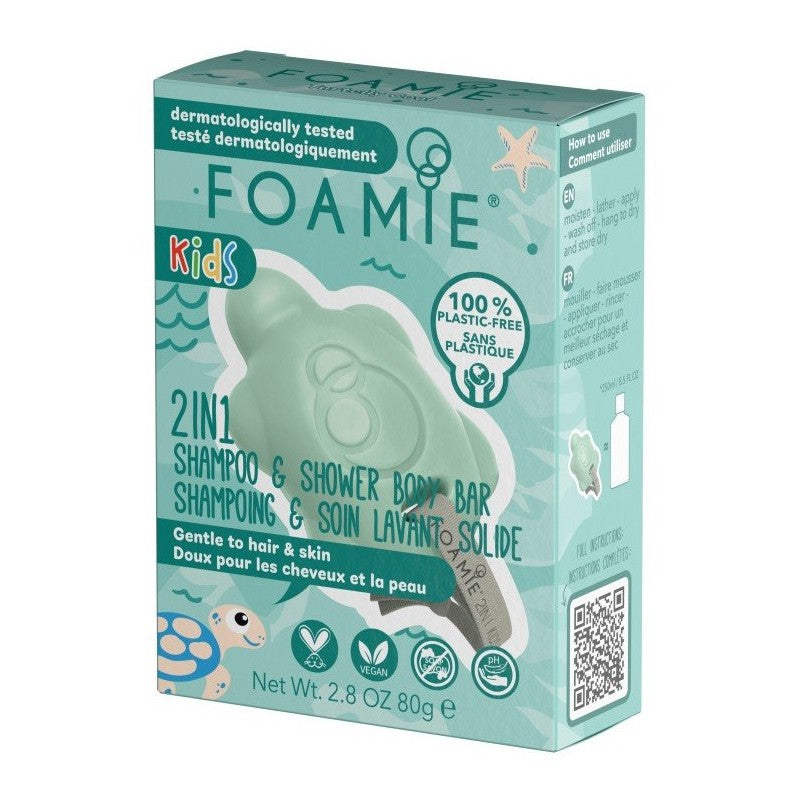 Foamie Kids 2 in 1 Shower Body Bar For Kids Turtelly Cool is suitable for skin and hair.