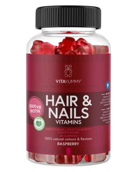 VitaYummy Hair&Nails Gummies aviečių skonio guminukai su biotinu plaukams ir nagams