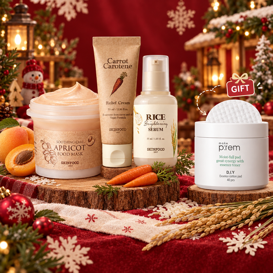 Christmas SKINFOOD harvest skincare set with make p:rem cotton pad gift