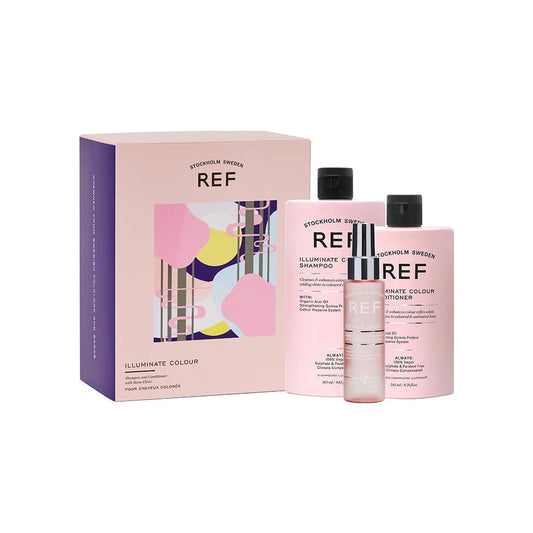 Gift Box Set Ref Stockholm: Illuminate Colour, Acai Oil, Hair Shampoo, Enhances Shine, 285 ml + Illuminate Colour, Sulfates-Free, Hair Conditioner, Nourishes And Enhances Tone, 245 ml + Shine Elixir, Hair Serum, Softening, 80 ml