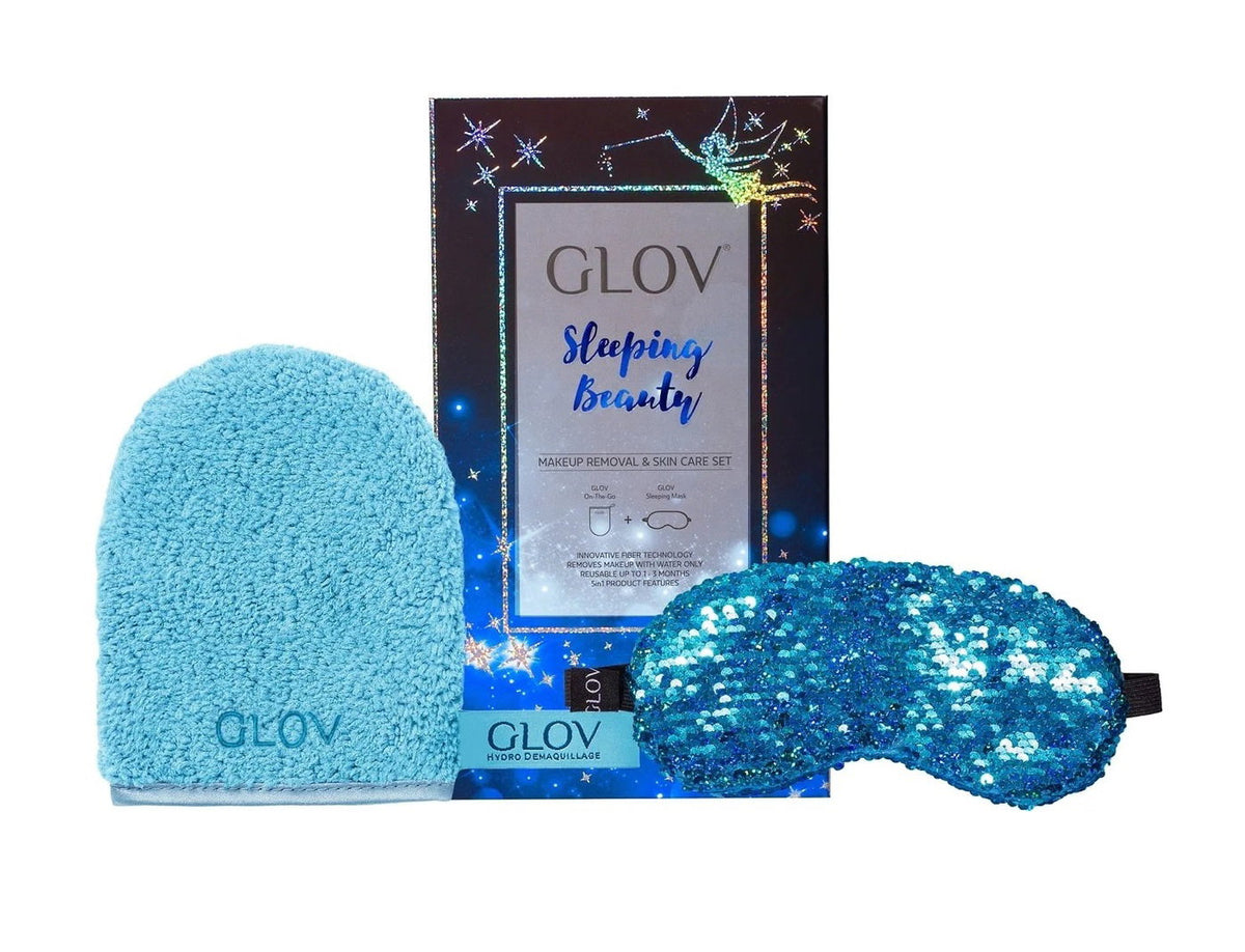 Glov Sleeping Beauty Set Glov: Sleeping Beauty, Sleep Mask, Blue + Sleeping Beauty, Textile Makeup Remover Glove, Bouncy Blue
