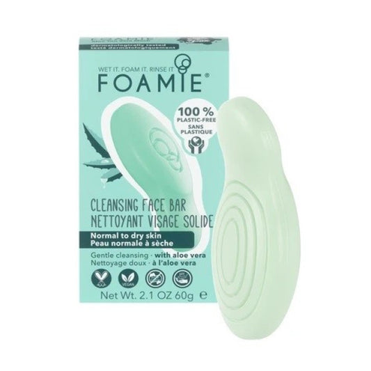 Kietasis veido prausiklis Foamie Face Bar Aloe You Vera Much normaliai ir sausai odai
