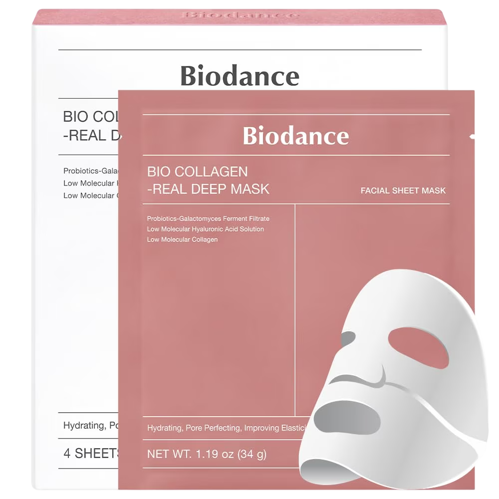 Set, Biodance, Collagen, Pore Minimizing, Sheet Mask, For Face, 4 pcs, 34 g