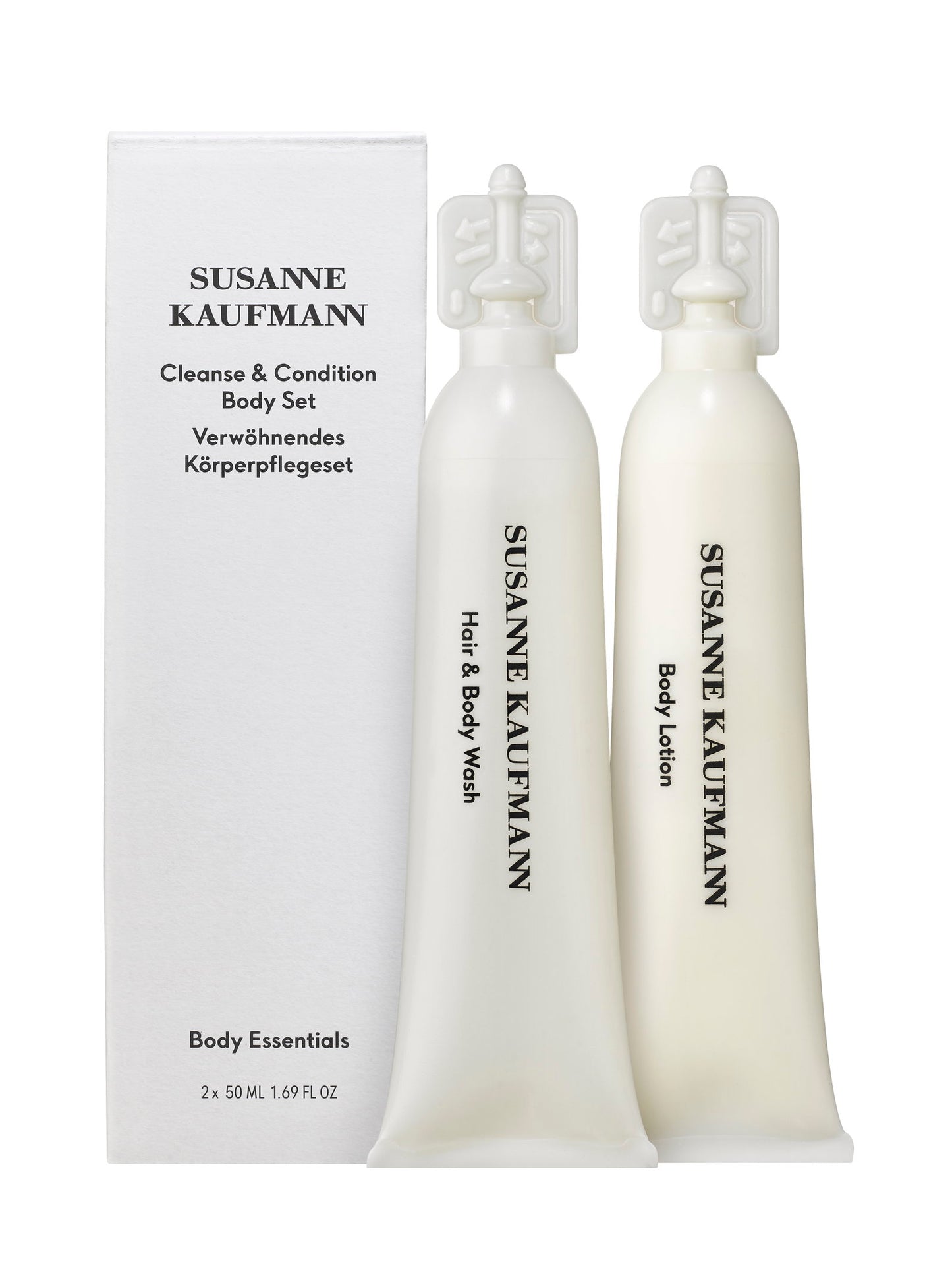 Cleanse & Condition Set Susanne Kaufmann: Body Wash & Scrubs, Shower Gel & Shampoo 2-In-1, Paraben-Free, 50 ml + Body Lotions & Creams, Paraben-Free, Soothing, Daily, Body Lotion, 50 ml