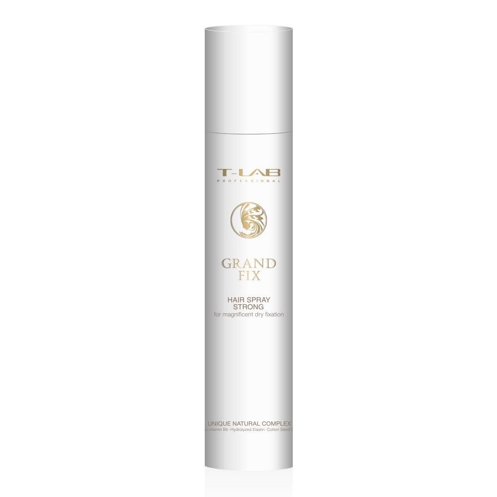 T-LAB PROFESSIONAL Grand Fix Hair Spray Strong stiprios fiksacijos lakas puikiai sausai fiksacijai, 300ml