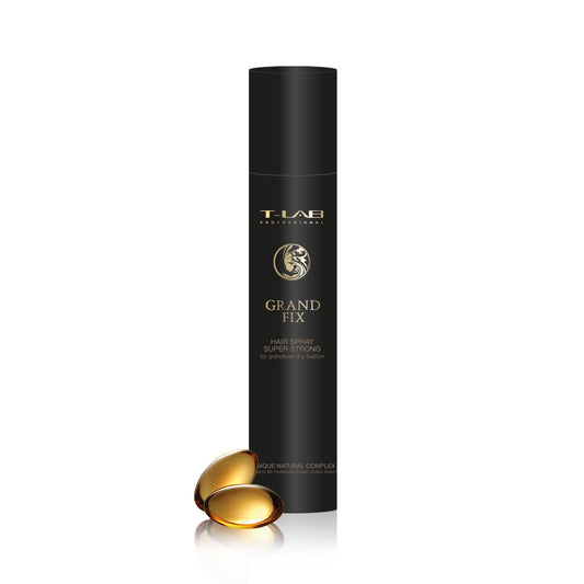 T-LAB PROFESSIONAL Grand Fix Hair Spray Super Strong itin stiprios fiksacijos plaukų lakas grandioziniai plaukų fiksacijai, 300ml