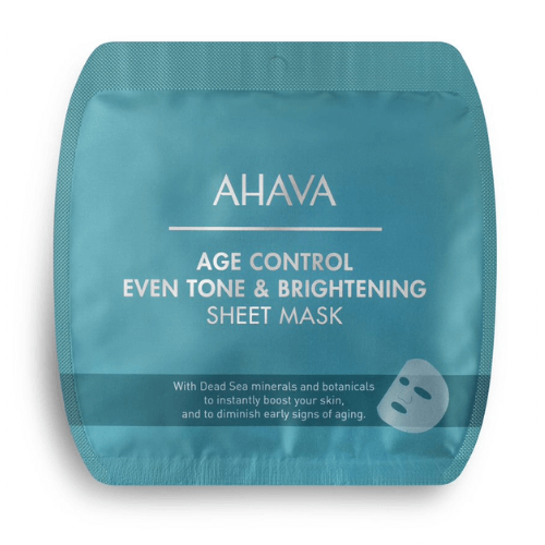 AHAVA AGE CONTROL odos toną vienodinantis ir šviesinanti lakštinė veido kaukė, 1 vnt.