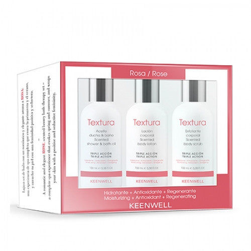 KEENWELL Textura Rose Triple Set Rožių kvapo vonios rinkinys 100ml+100ml+100ml