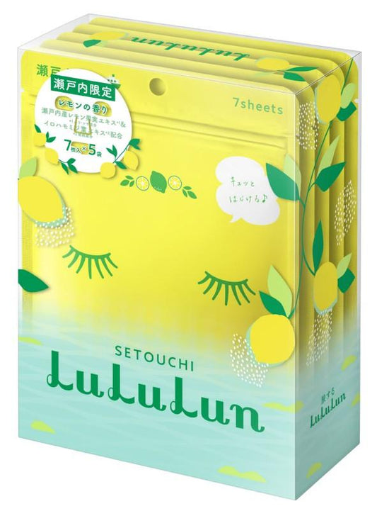 LuLuLun Premium Sheet Mask Setouchi Lemon 7 Pack vienkartinių veido kaukių rinkinys, atgaivina ir subalansuoja veido odą, 5 x 7 vnt.